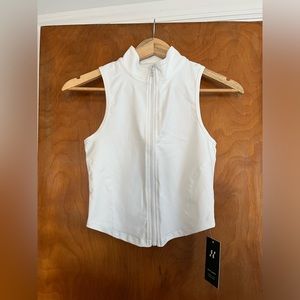 Mock Neck Cropped Zip Tank